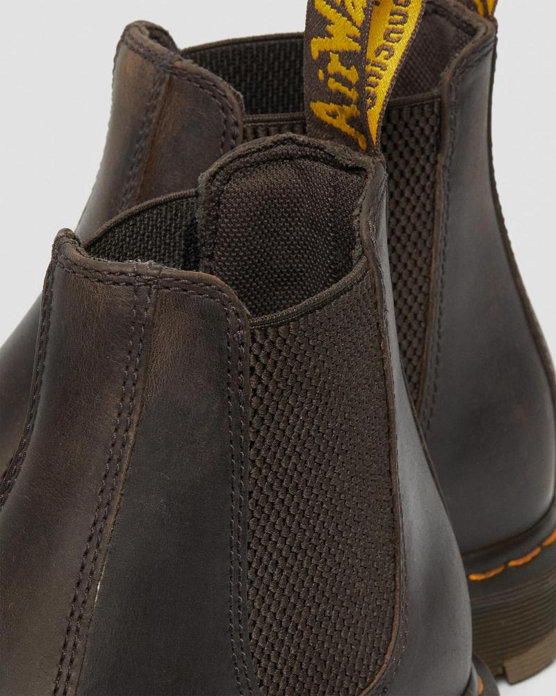 Dark / Brown Men's Dr Martens 2976 Slip Resistant Leather Ankle Boots | CA 424TCE